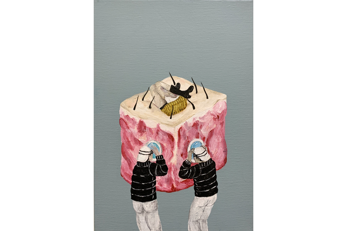 陳楷仁　我們孤獨地站在這裡19-窺視　22.5x17.5 cm　壓克力、畫布　2021