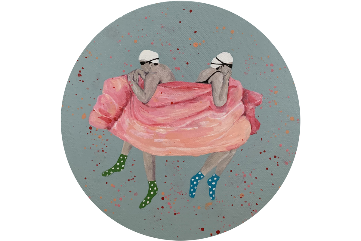 陳楷仁　蓋棉被02　20x20cm　壓克力、畫布　2020