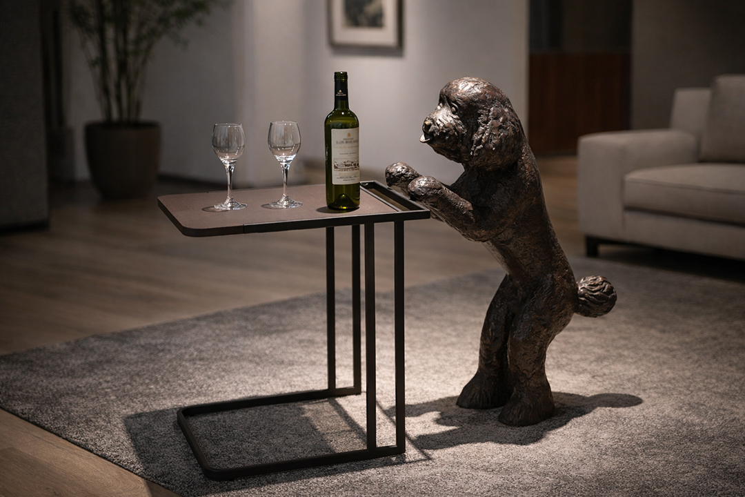 施力仁 米羅 推車雕塑 Poodle serving cart sculpture interior