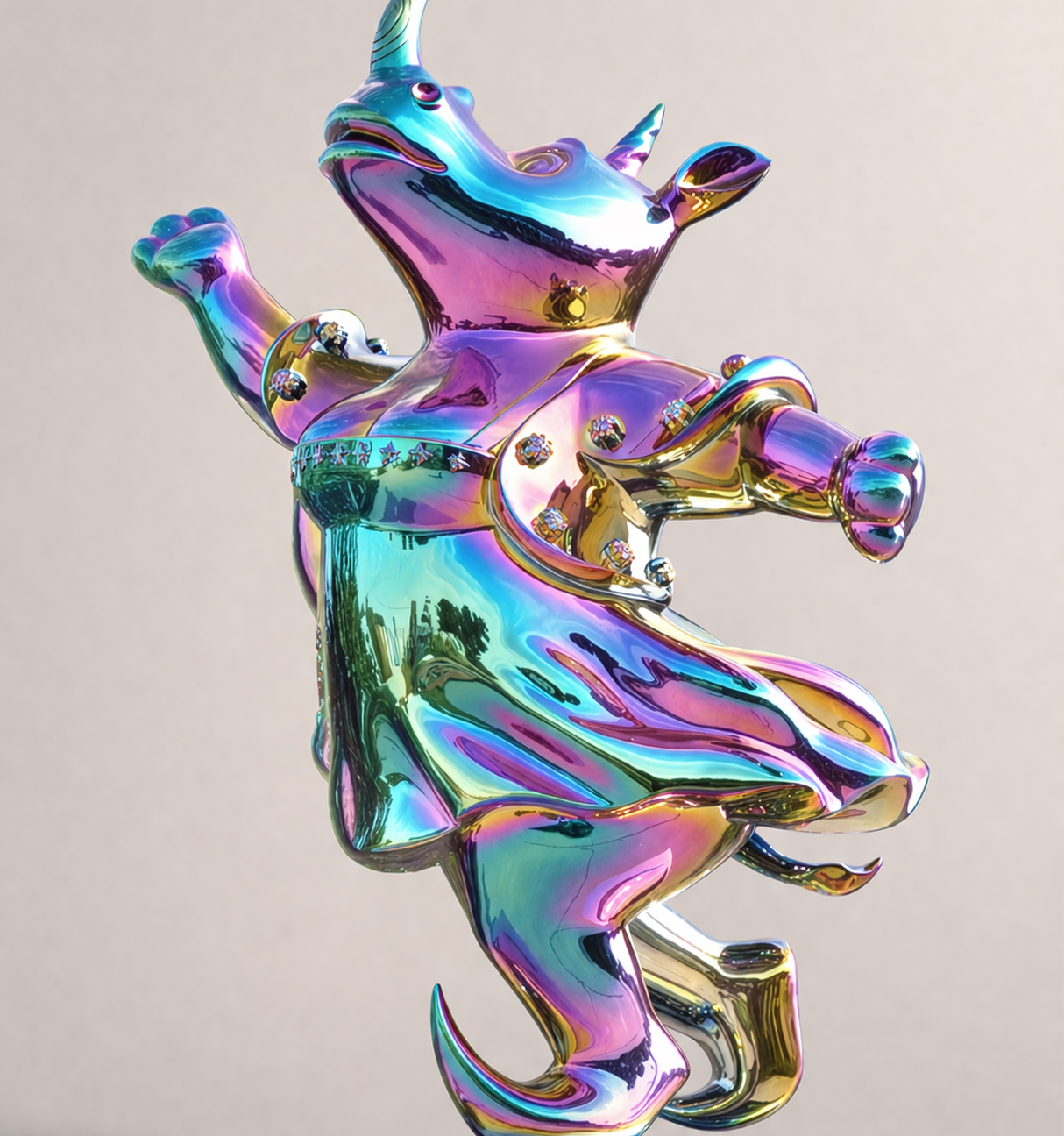 Detail of Pop Dance sculpture showing rivet-like costume elements