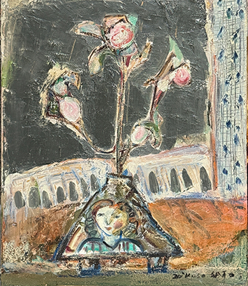 Koso Sato 佐藤公聰｜Girl and Vase 少女花瓶｜Oil on canvas｜46 × 38 cm｜2000