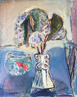 Koso Sato 佐藤公聰｜Vase and Fishbowl 花瓶與金魚缸｜Oil on canvas｜91 × 72.5 cm｜2000