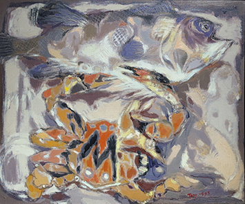 CHEN Che 陳哲｜Fish on the Table 魚｜Oil on canvas｜38 × 45.5 cm｜1995