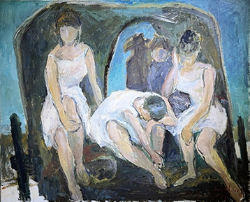WANG Wei-Guang 王為銧｜Bedroom Conversation 鄉愁｜Oil on canvas｜65 × 80 cm｜25F｜1991